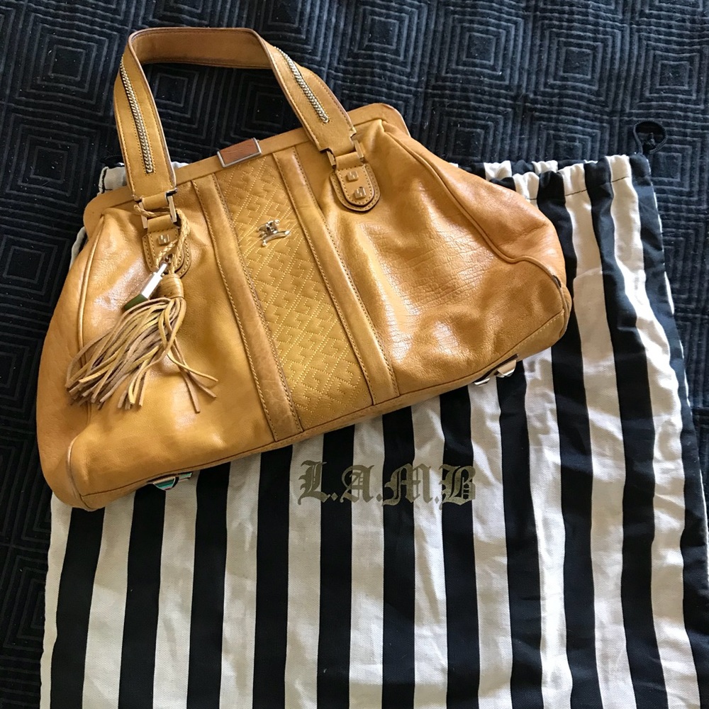 LAMB mustard yellow doctor handbag purse bag tote